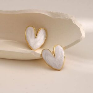 White Heart Stud Earrings