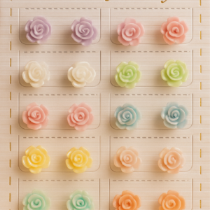 pastel rose stud earrings set – 12 pairs
