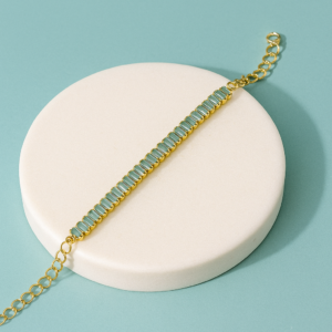 rectangular gemstone bracelet blue, white & bronze