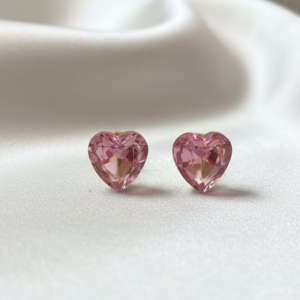 pink heart stud earrings