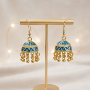 blue traditional jhumka earrings