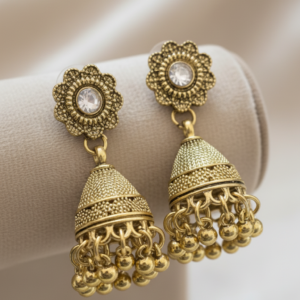 glow gold plated jhumka earrings