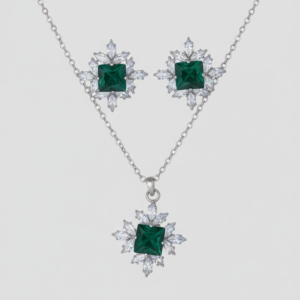 rosemary green stone locket set