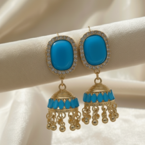 blue jhumky traditional style