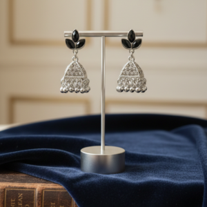 crystal leaf jhumka earrings