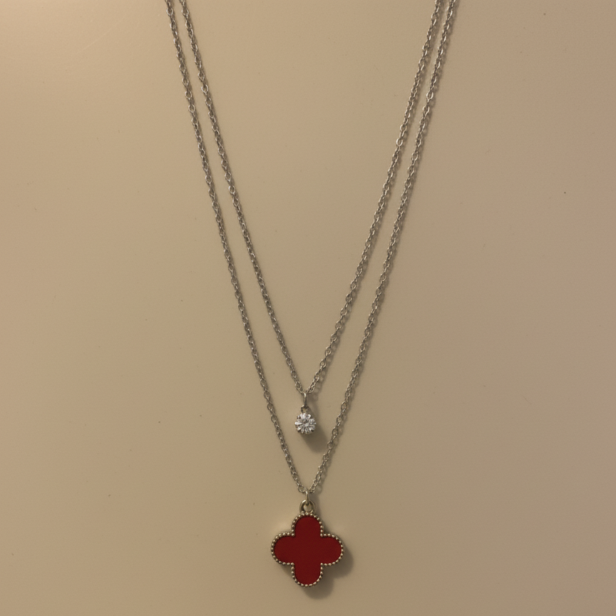 red leave clover necklace red leave clover necklace