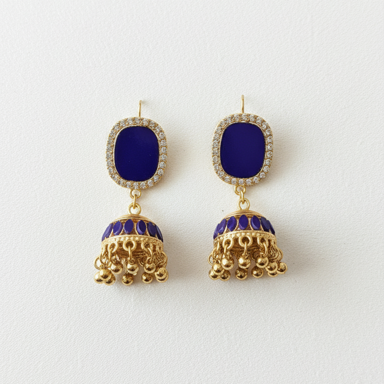 dark blue jhumky earrings dark blue jhumky earrings