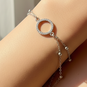 circle charm silver bracelet