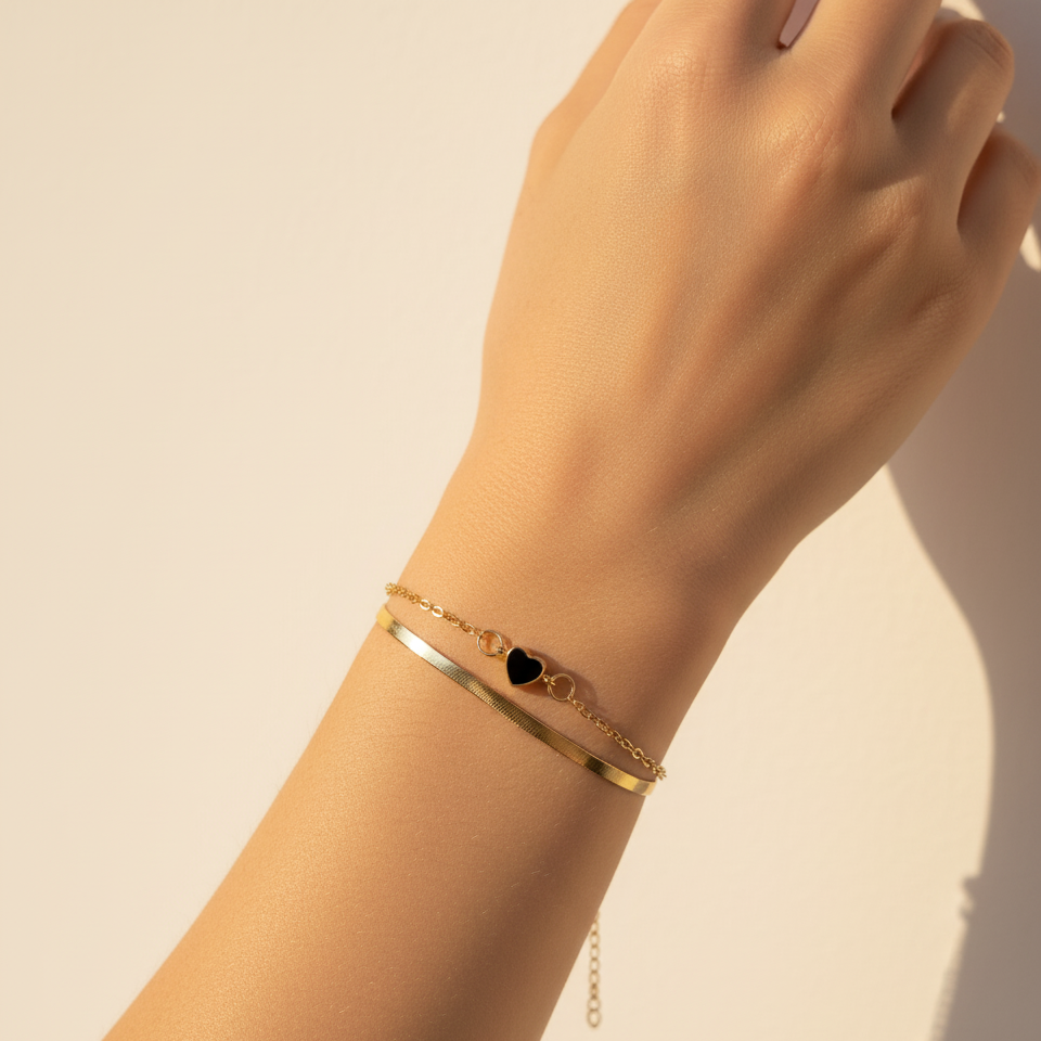 dual tone heart charm chain bracelet dual tone heart charm chain bracelet