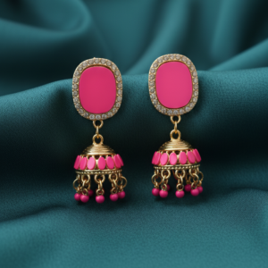 pink jhumky earrings – traditional