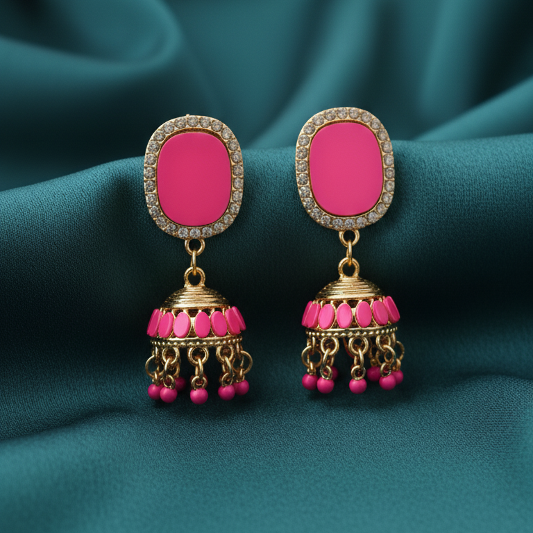 pink jhumky earrings – traditional pink jhumky earrings – traditional