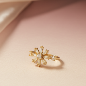 snowflake diamond cluster ring – golden