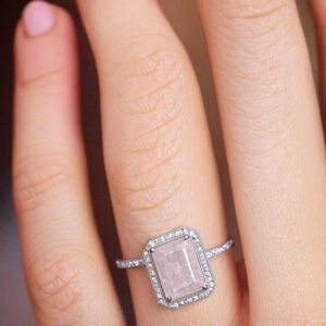 pink zircon silver ring