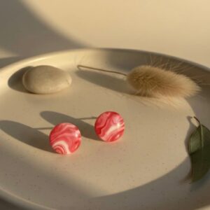 red marble stud earrings