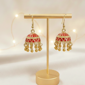 red traditional jhumka earrings
